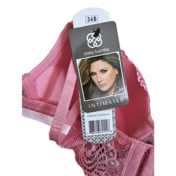 Pink Daisy Fuentes Lace 36B Push Up Longline Bra Set LARGE Thong Lingerie NWT - Picture 8 of 9